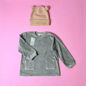 NWT Bemon| Gray  Velvet Sweatshirt for Girls |  Size 4-5T